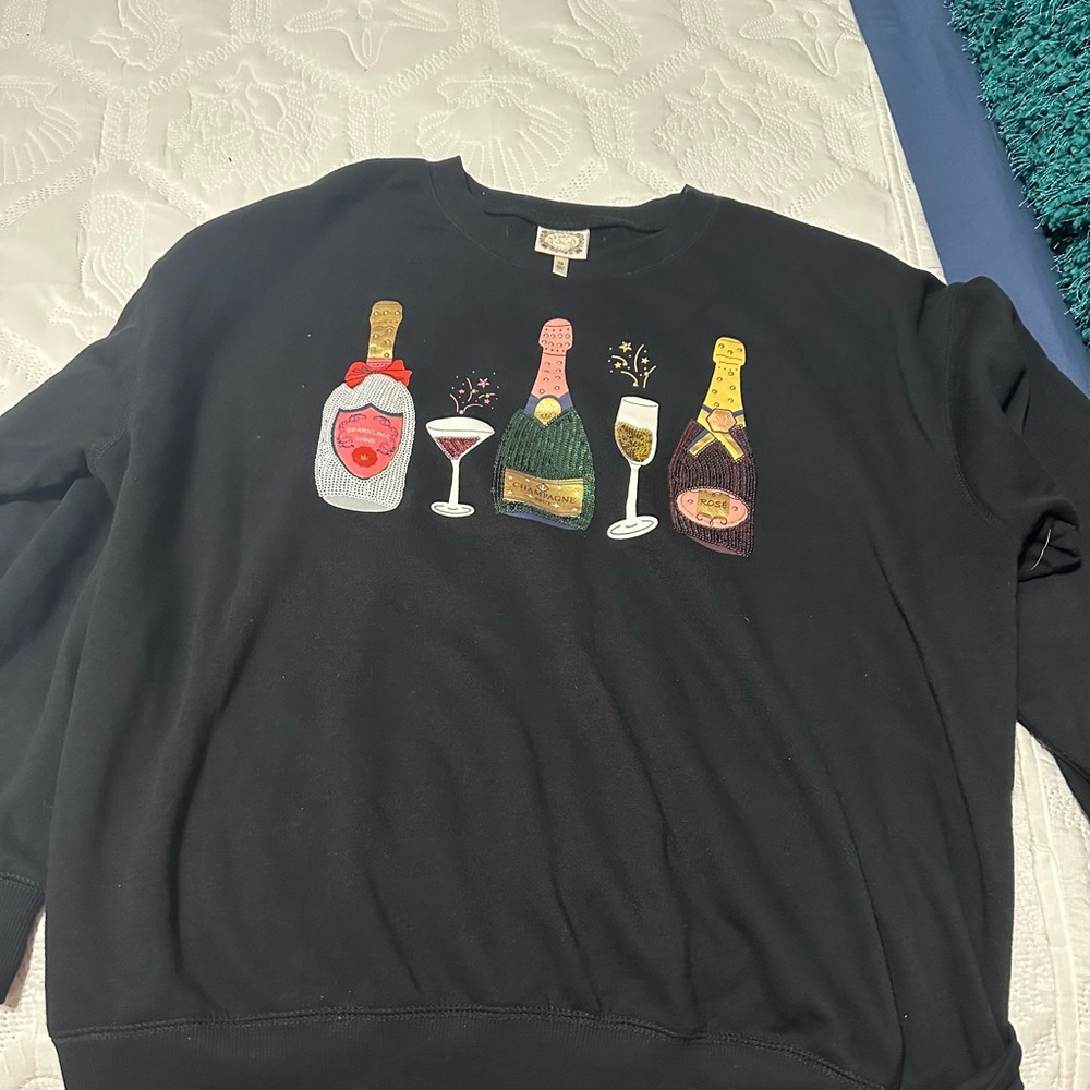 Black Sweater with Bottle Design